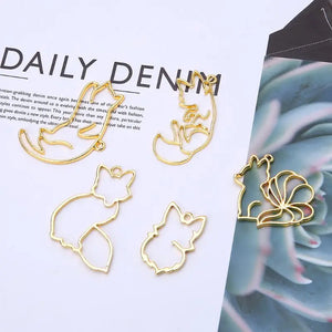 5pcs Foxes Collection Frame UV Pendant for DIY Jewelry Making
