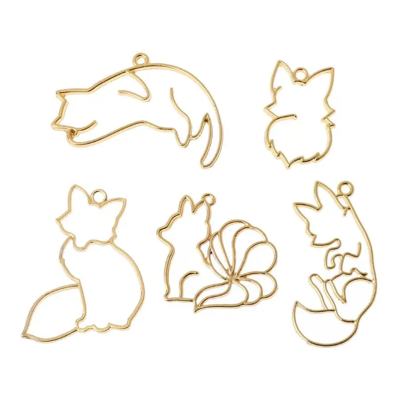 5pcs Foxes Collection Frame UV Pendant for DIY Jewelry Making