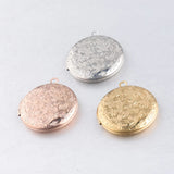 5pcs Round Pattern Photo Frame Locket Charms Stainless Steel DIY Jewelry