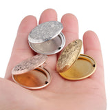 5pcs Round Pattern Photo Frame Locket Charms Stainless Steel DIY Jewelry