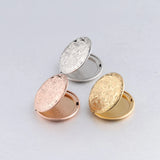 5pcs Round Pattern Photo Frame Locket Charms Stainless Steel DIY Jewelry