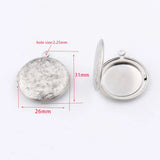 5pcs Round Pattern Photo Frame Locket Charms Stainless Steel DIY Jewelry