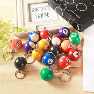 5pcs PVC Billiard Keychain Colorful Bag Key Chain Keyring Ornament Charm