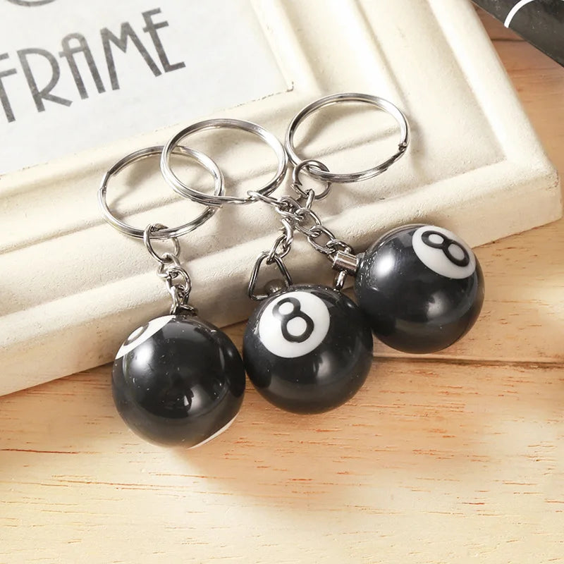 5pcs PVC Billiard Keychain Colorful Bag Key Chain Keyring Ornament Charm