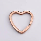 5pcs PVD Stainless Steel Heart Key Rings Flat Key Holder Split Rings Keyfob