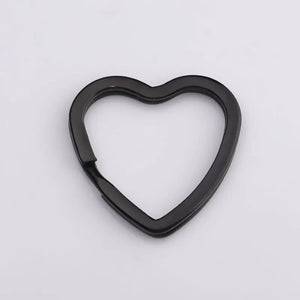 5pcs PVD Stainless Steel Heart Key Rings Flat Key Holder Split Rings Keyfob