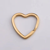 5pcs PVD Stainless Steel Heart Key Rings Flat Key Holder Split Rings Keyfob