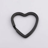 5pcs PVD Stainless Steel Heart Key Rings Flat Key Holder Split Rings Keyfob