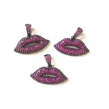 5pcs Pink Zirconia Paved Lip Charm Jewelry Accessory