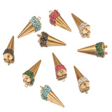 5pcs 18K Stainless Steel Cone Zircon Charms DIY Jewelry Findings