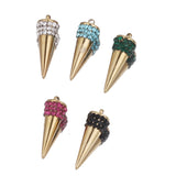 5pcs 18K Stainless Steel Cone Zircon Charms DIY Jewelry Findings