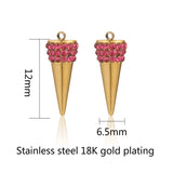5pcs 18K Stainless Steel Cone Zircon Charms DIY Jewelry Findings