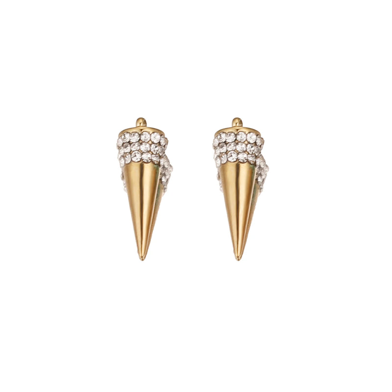 5pcs 18K Stainless Steel Cone Zircon Charms DIY Jewelry Findings