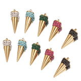 5pcs 18K Stainless Steel Cone Zircon Charms DIY Jewelry Findings