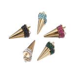 5pcs 18K Stainless Steel Cone Zircon Charms DIY Jewelry Findings