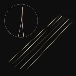 5pcs Platinum Iron Big Eye Beading Needle for Jewelry Making, 0.5mm Thick