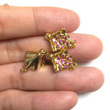 Delicate Pink Purple Flower CZ Paved Pendant Romantic Girly