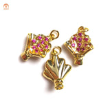 Delicate Pink Purple Flower CZ Paved Pendant Romantic Girly