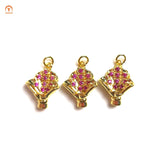 Delicate Pink Purple Flower CZ Paved Pendant Romantic Girly