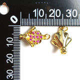 Delicate Pink Purple Flower CZ Paved Pendant Romantic Girly