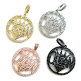 5pcs Queen Charms Pendant 25.5mm CZ Paved Woman Bracelet Necklace Jewelry