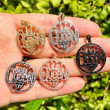 5pcs Queen Charms Pendant 25.5mm CZ Paved Woman Bracelet Necklace Jewelry
