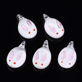 5pcs Easter Bunny Lampwork Charms Rabbit Pendants for Necklace DIY
