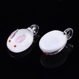 5pcs Easter Bunny Lampwork Charms Rabbit Pendants for Necklace DIY