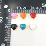 5pcs Rainbow Heart Shape Beads Brass Colorful DIY Bracelet Making