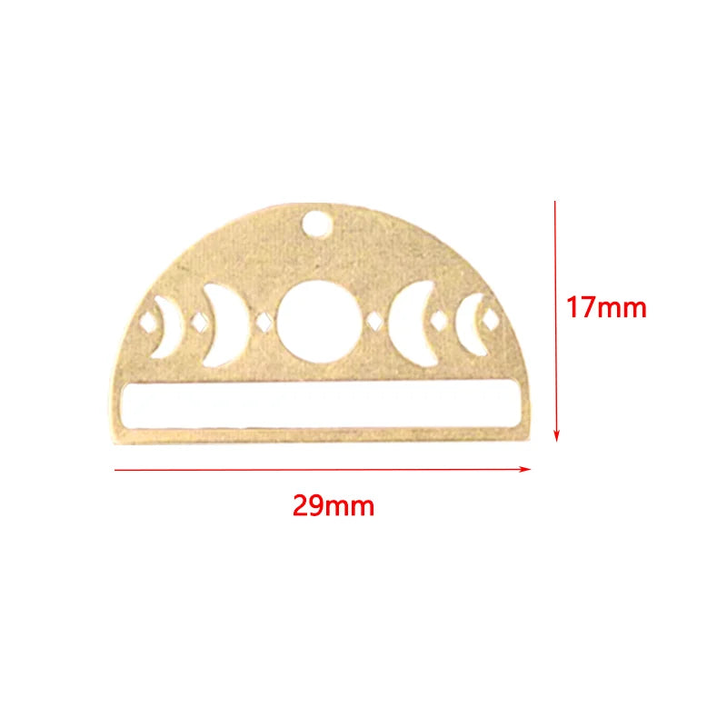 5pcs Raw Brass Moon Phases Charms for DIY Earrings Making