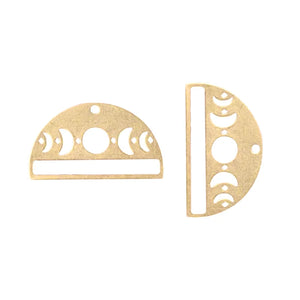 5pcs Raw Brass Moon Phases Charms for DIY Earrings Making