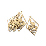 5pcs Brass Snake Charms Moon Phases Pendant Diy Jewelry