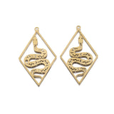 5pcs Brass Snake Charms Moon Phases Pendant Diy Jewelry