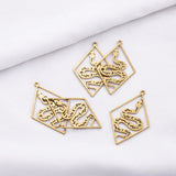 5pcs Brass Snake Charms Moon Phases Pendant Diy Jewelry