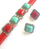 5pcs Red/Blue/White Turquoise Slide Spacer Beads Jewelry