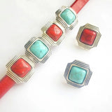 5pcs Red/Blue/White Turquoise Slide Spacer Beads Jewelry