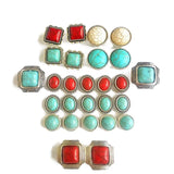 5pcs Red/Blue/White Turquoise Slide Spacer Beads Jewelry
