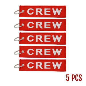 5pcs Remove Before Flight Car Keychains Red Embroidery Aviation Keyring