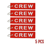 5pcs Remove Before Flight Car Keychains Red Embroidery Aviation Keyring