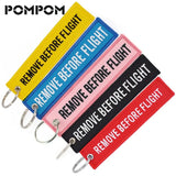 5pcs Remove Before Flight Car Keychains Red Embroidery Aviation Keyring