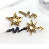 5pcs Retro Micro CZ Paved Star Snake Pendant Charms Copper Plated