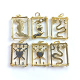 5pcs Retro Square Snake Sword in Heart Hand Pendant Charms DIY