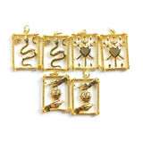 5pcs Retro Square Snake Sword in Heart Hand Pendant Charms DIY