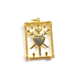 5pcs Retro Square Snake Sword in Heart Hand Pendant Charms DIY