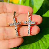 5pcs Cross Charm with Rhinestone Pave Gold-Plated Pendant for Jewelry Making