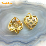 Romantic Heart Shape CZ Pendant, Plated Brass, Sweet Love Girl Gift