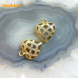 Romantic Heart Shape CZ Pendant, Plated Brass, Sweet Love Girl Gift