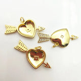 Romantic Arrow Heart Pendant for Women CZ Paved DIY Jewelry