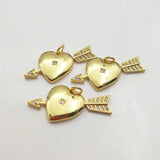 Romantic Arrow Heart Pendant for Women CZ Paved DIY Jewelry