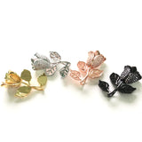 5pcs Rose Flower Charms Cubic Zirconia Paved Jewelry Accessory
